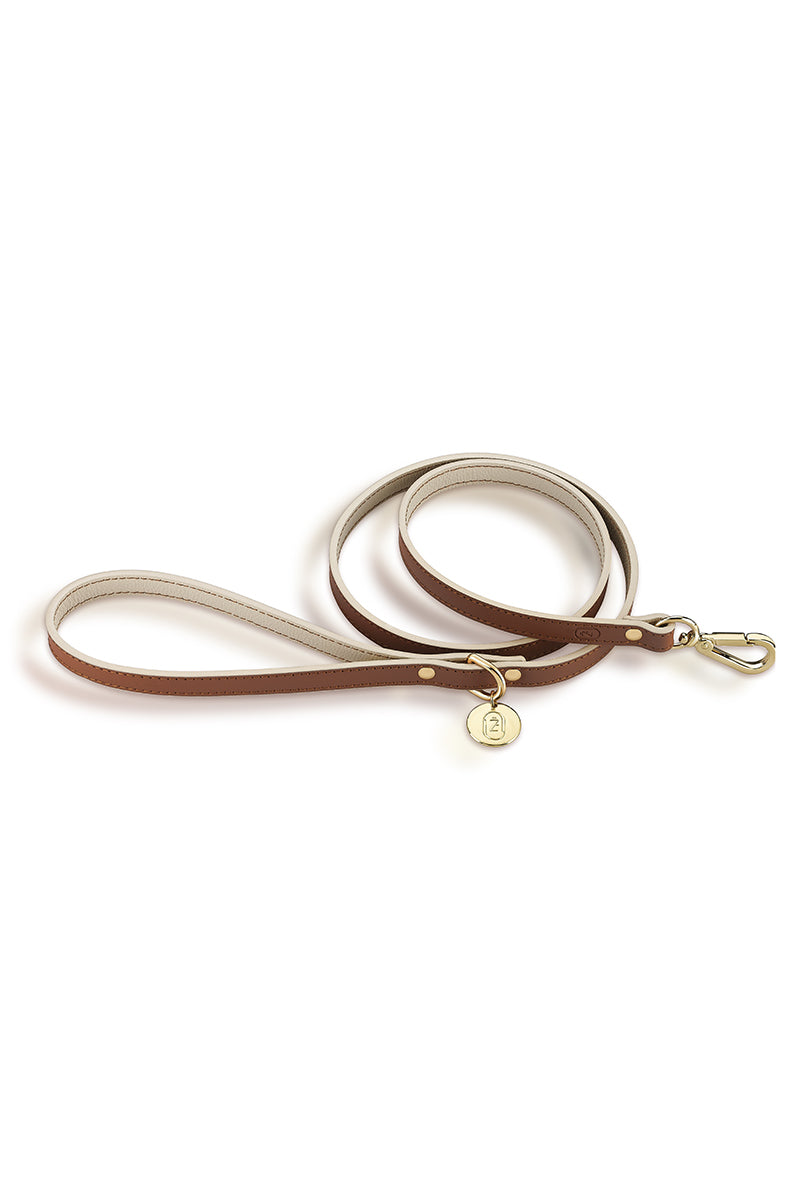LEATHER LEASH IN CARAMEL-BEIGE