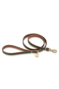 LEATHER LEASH IN ARMY-CARAMEL