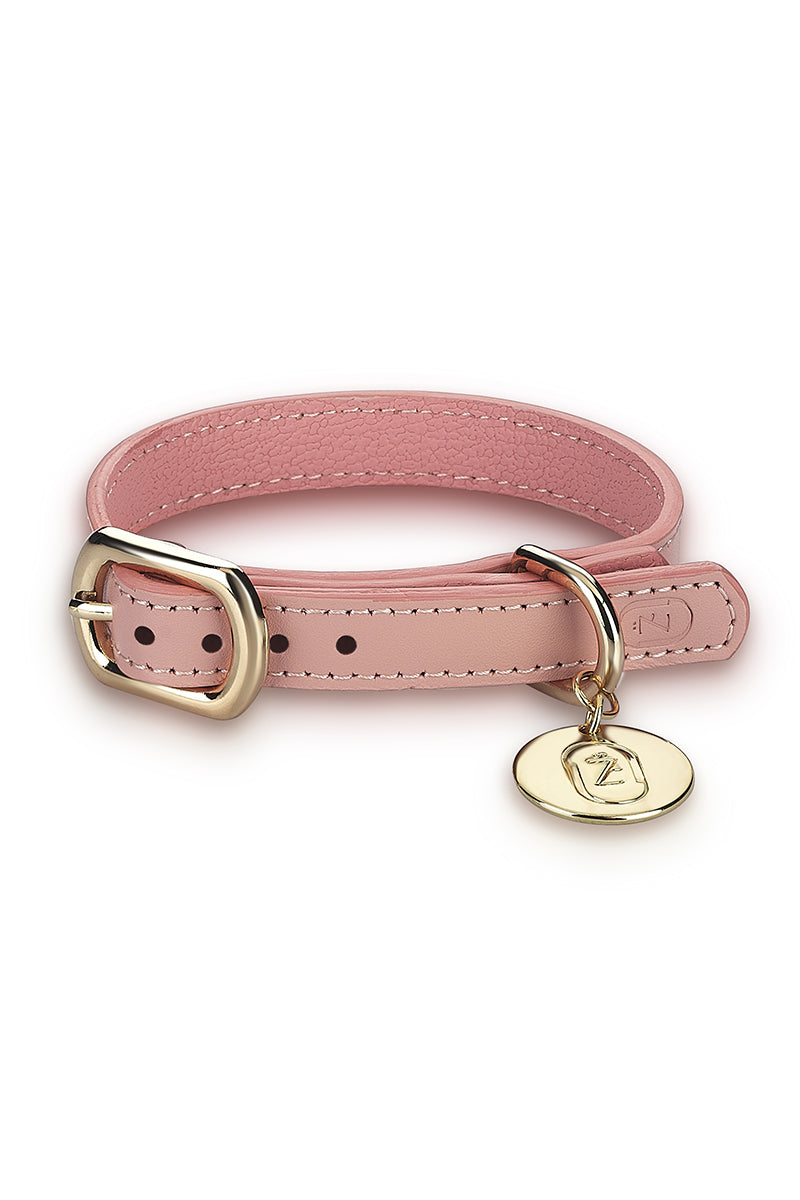 LEATHER COLLAR IN POWDER-PINK