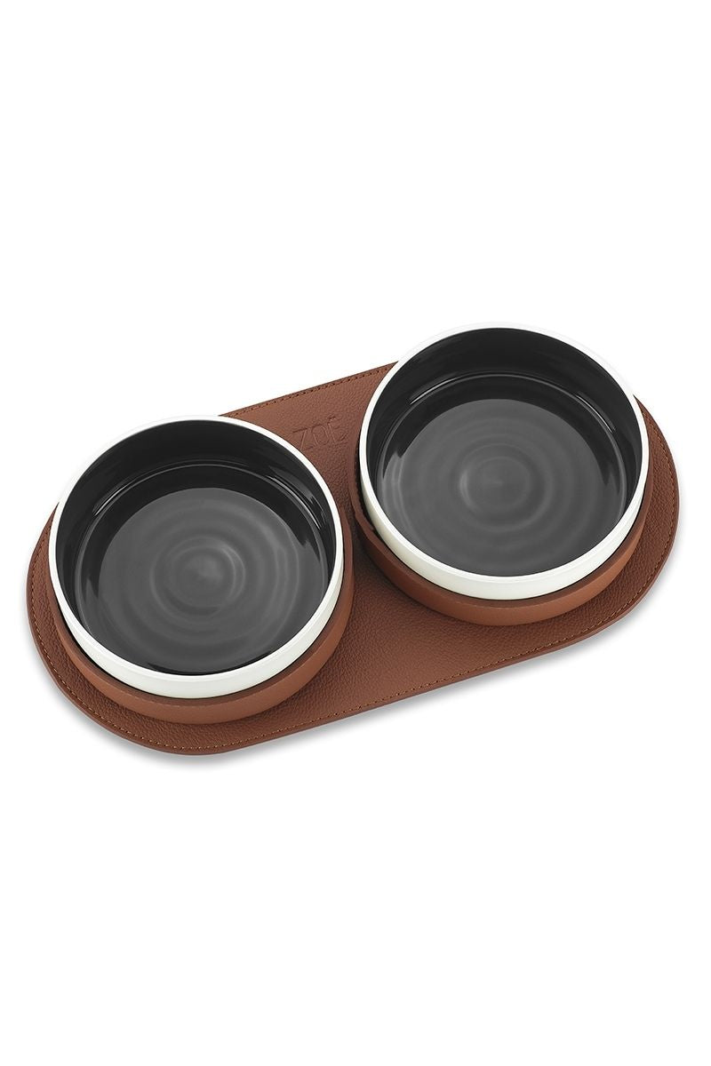 LEATHER COVERED PET BOWLS
