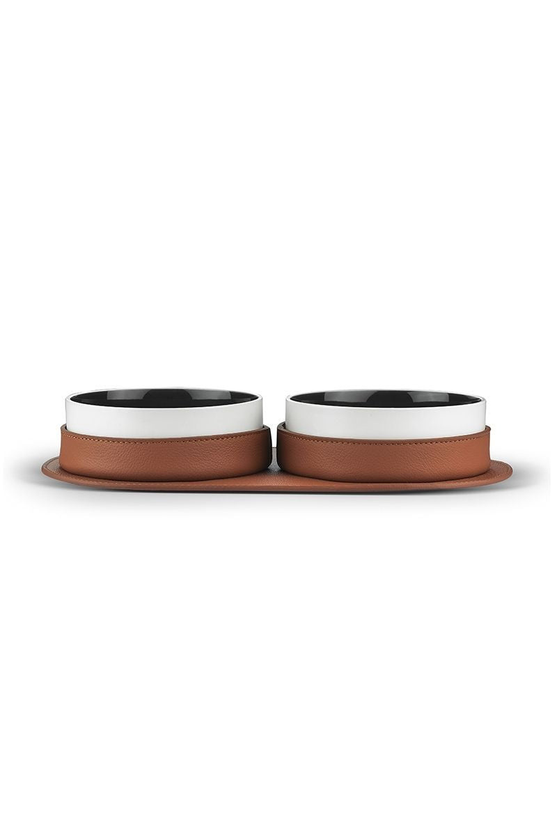LEATHER COVERED PET BOWLS