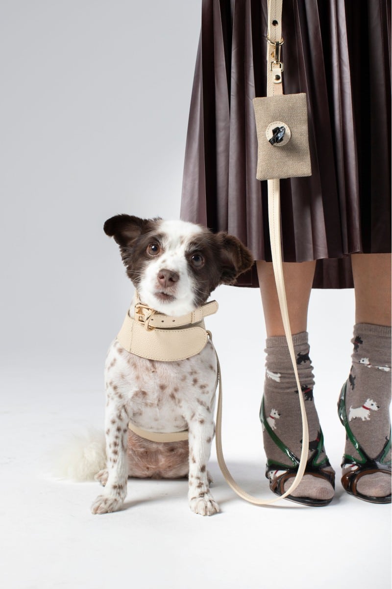 LEATHER LEASH IN IVORY BEIGE