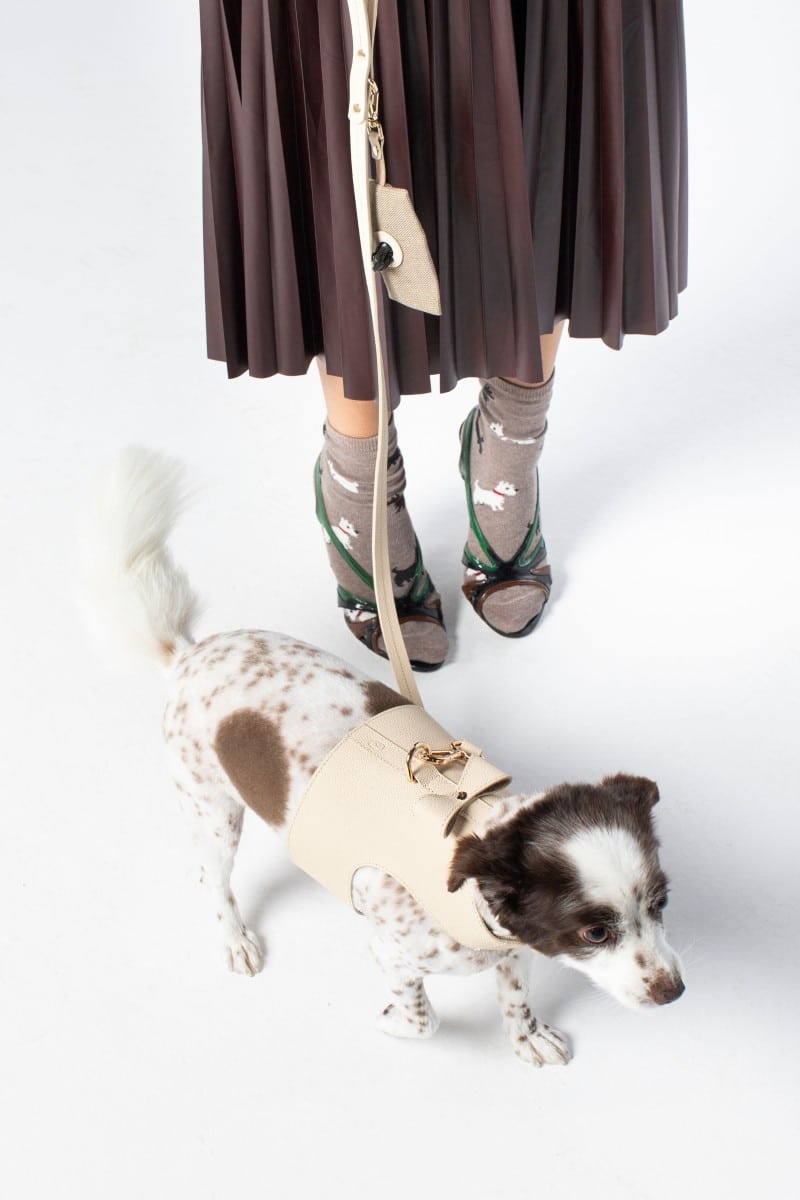 LEATHER LEASH IN IVORY BEIGE