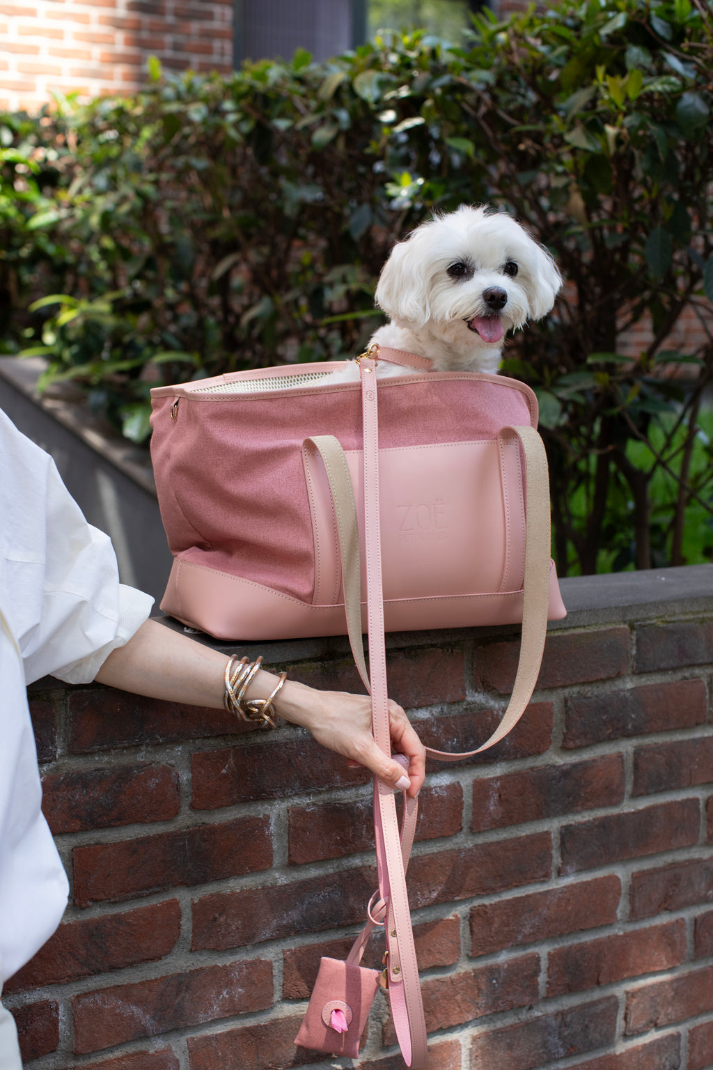 LEATHER LEASH IN POWDER-PINK