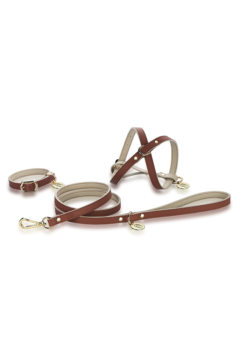 LEATHER COLLAR IN CARAMEL-BEIGE