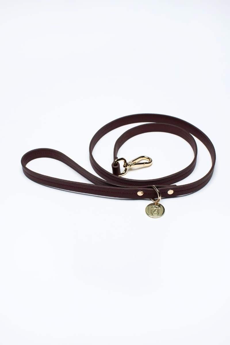 LEATHER LEASH IN VINTAGE BURGUNDY